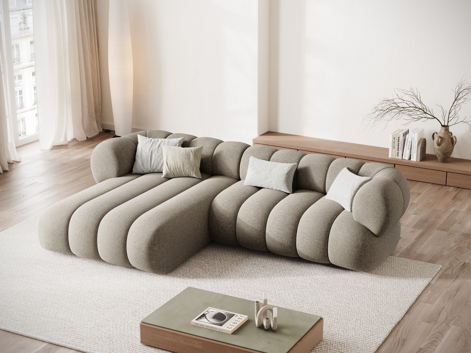 Cosmopolitan Design Ecksofa Koge 5-Sitzer Chenille Eden Dunkelbeige Links