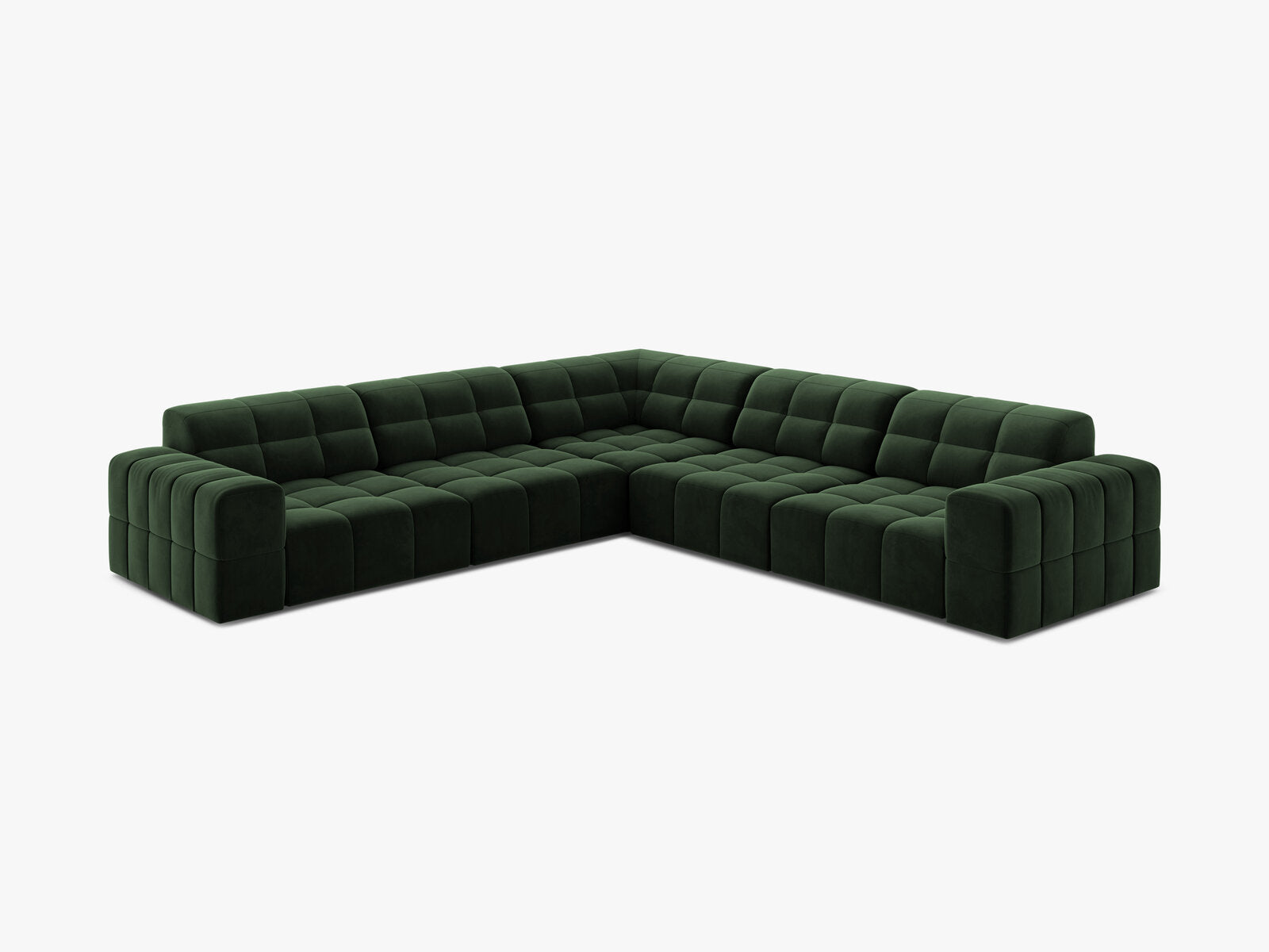Micadoni Jennifer Modulares Ecksofa 7-Sitzer Samt Venus Flaschengrün