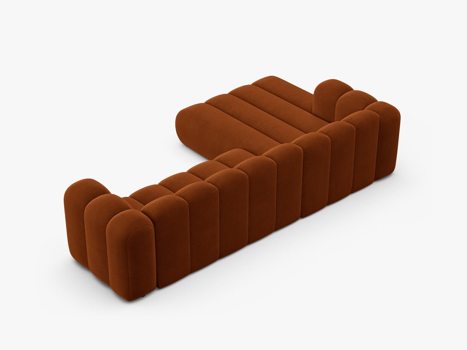 Micadoni Modulares Ecksofa Lupine 4-Sitzer Links Samt Salvador Terrakotta