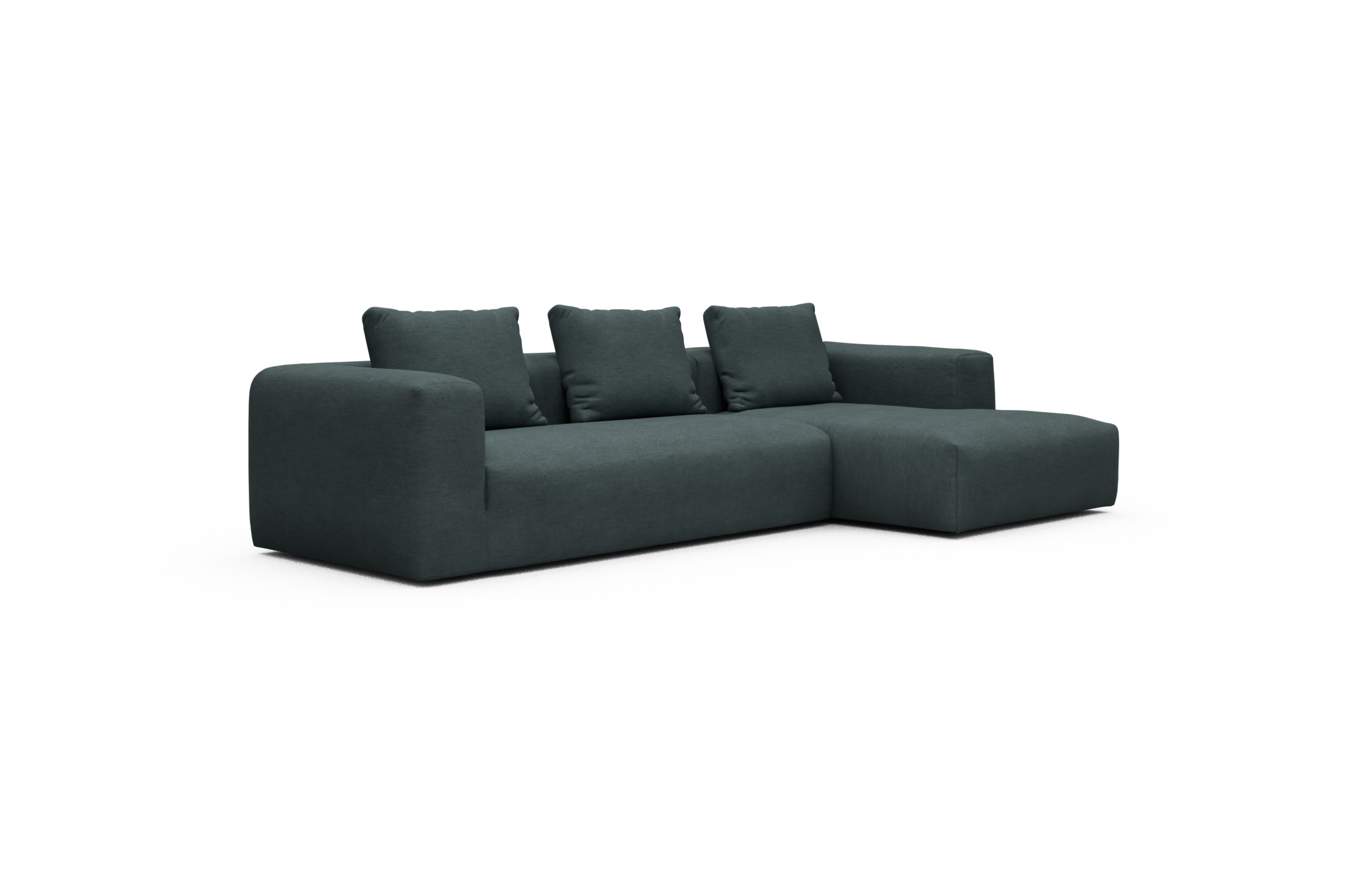 Ecksofa Fred Chaiselongue rechts mit 2,5-Sitzer Vivus-Blue