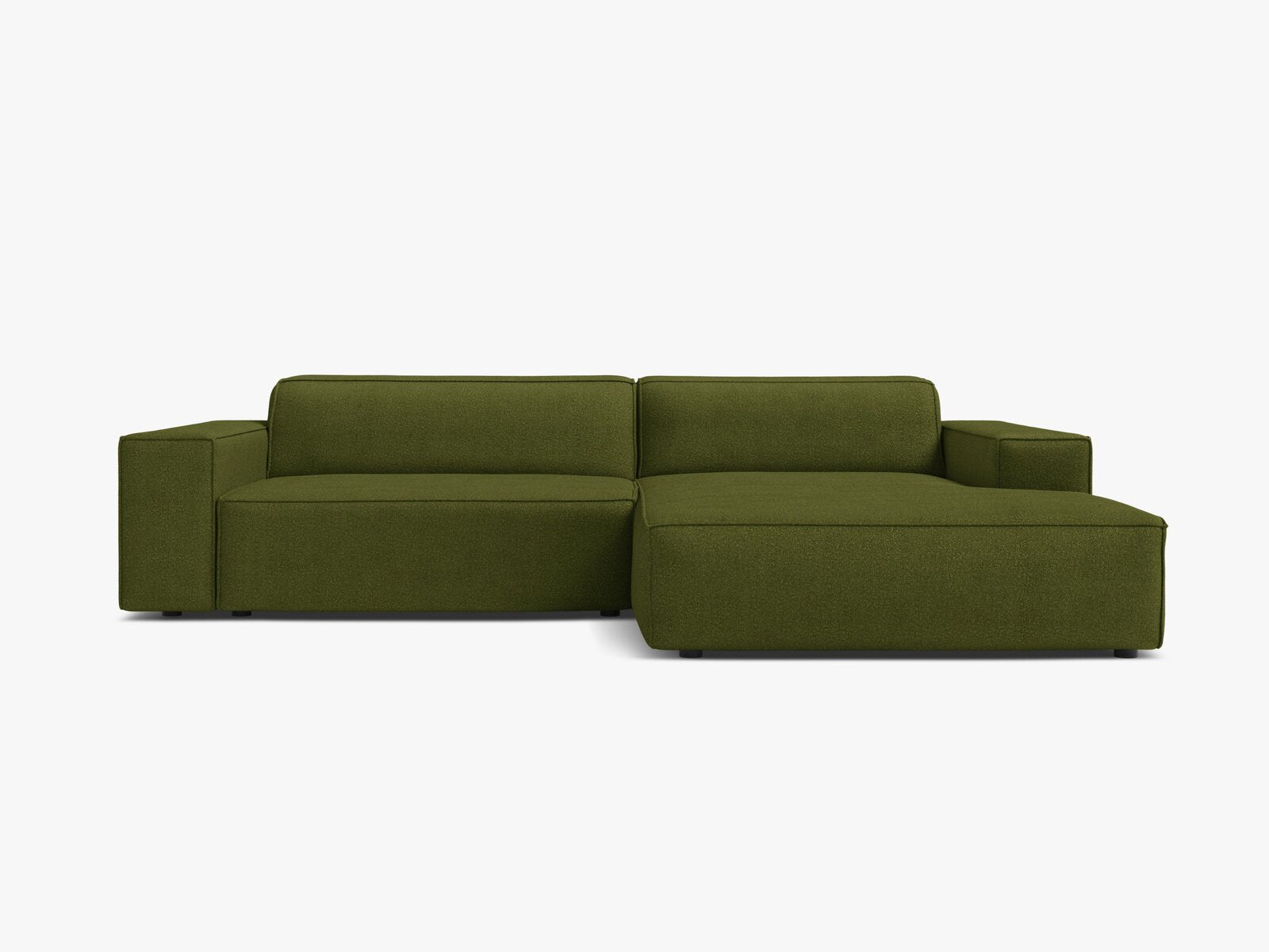 Micadoni Ecksofa Jodie 3-Sitzer Rechts Boucle Baloo Dunkel-Olivgrün