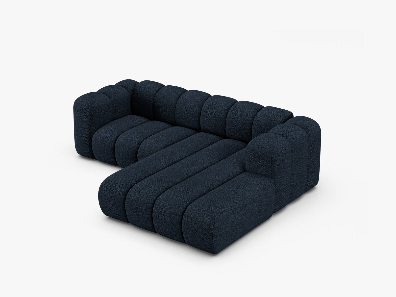 Micadoni Modulares Ecksofa Lupine 3-Sitzer Rechts Boucle Baloo Dunkelblau