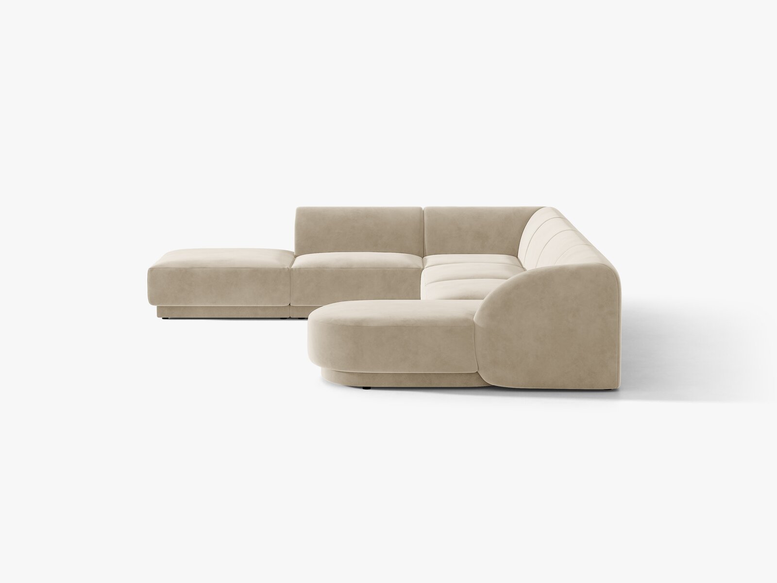 Micadoni Panorama-Ecksofa Miley 6-Sitzer Links Samt Bluvel Dunkelbeige