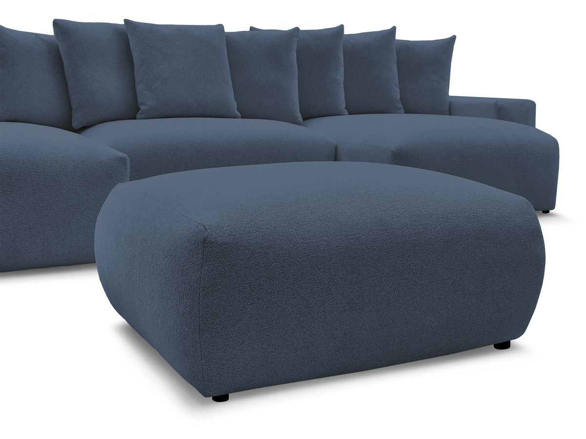 Bobochic Voltaire Wohnlandschaft mit Pouf 420 × 174 cm, Liegefläche 135 × 345 cm Melange-Stoff Dunkelblau