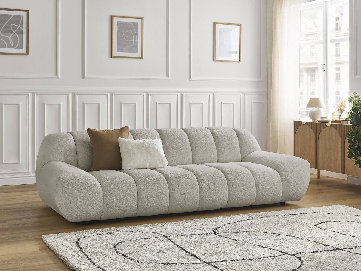 Bobochic Hayden Sofa 3-Sitzer Bouclé-Stoff Taupe