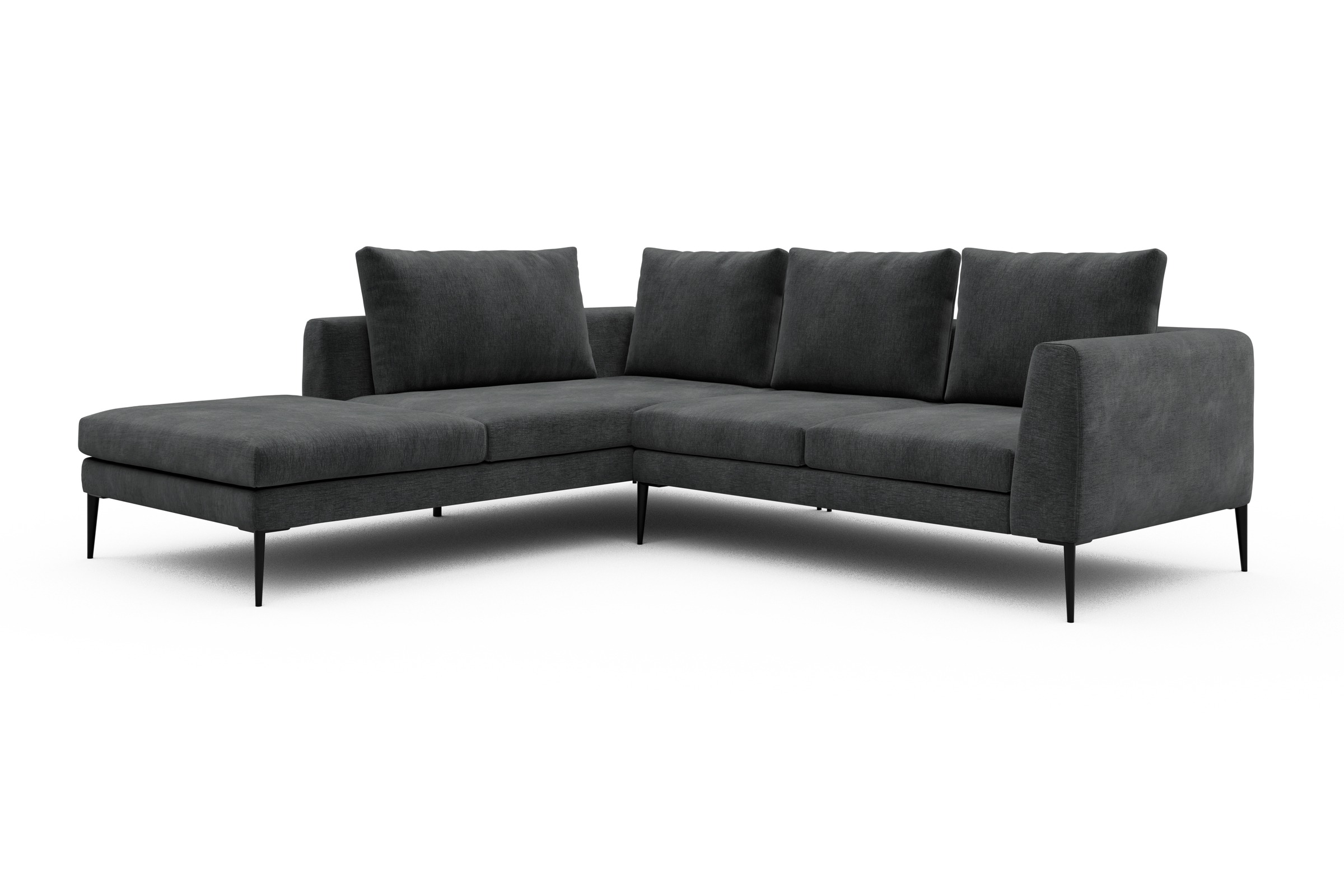 Ecksofa Paul Relax-Ecke links mit 2-Sitzer Smooth-Deep-Warm-Grey