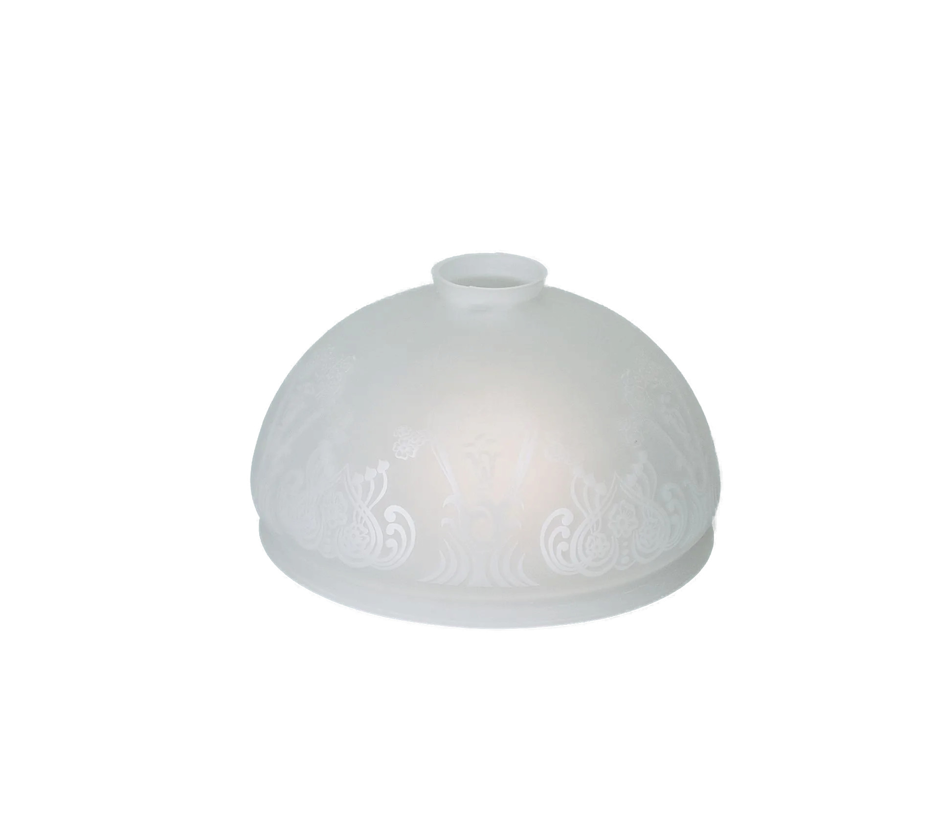 Berliner Messinglampen Glasschirm Nr. 65 Halbkugelform, Ätzmattiert