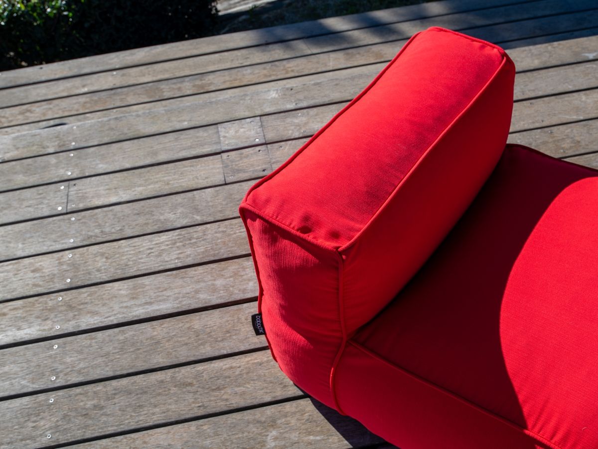 Bobochic Giulia Gartensofa 4-Sitzer mit Pouf, 1 Eckmodul Stoff Rot