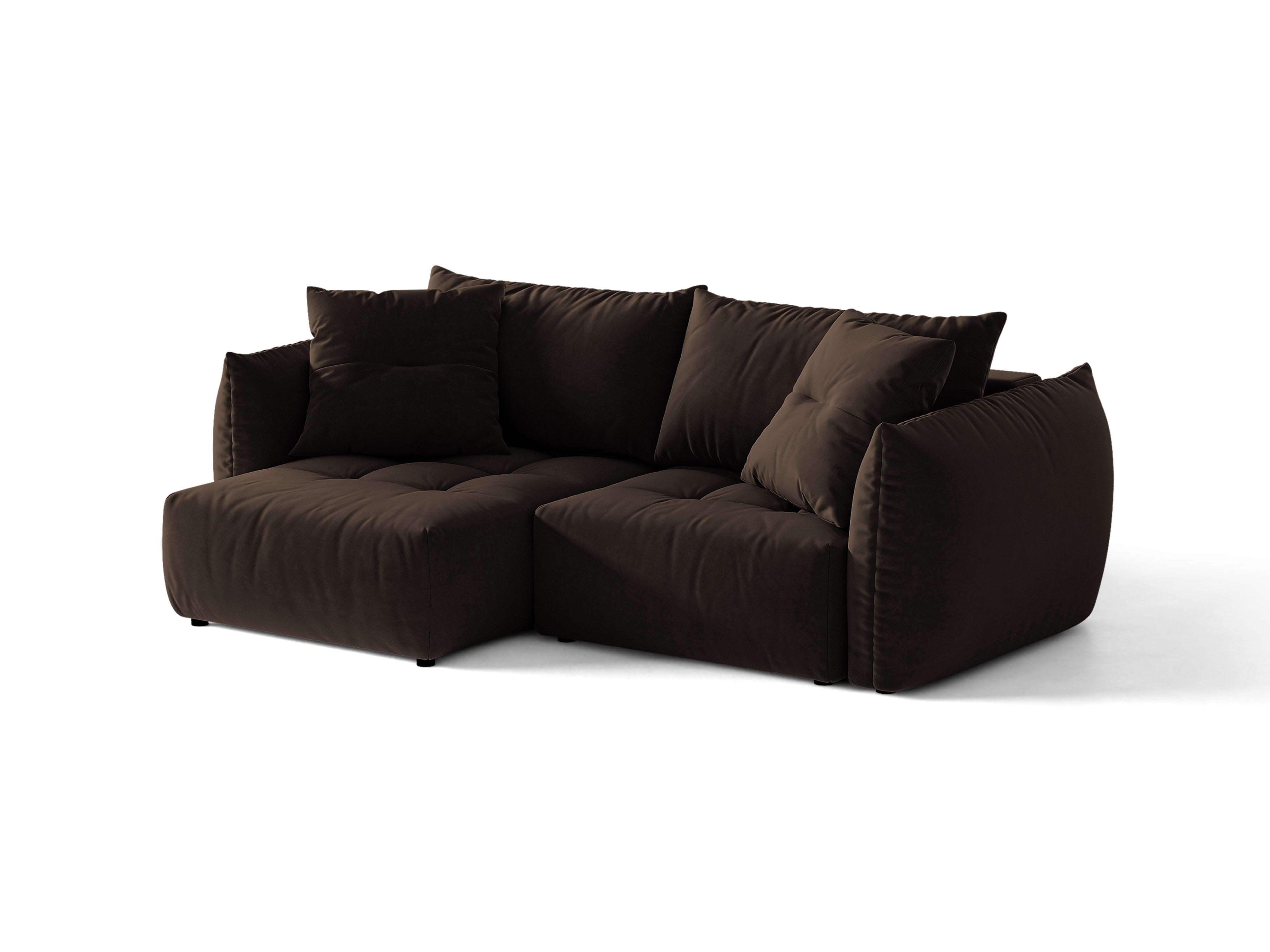 Micadoni Bloom Ecksofa 3-Sitzer mit Schlaffunktion Links Samt Bluvel Dunkelbraun