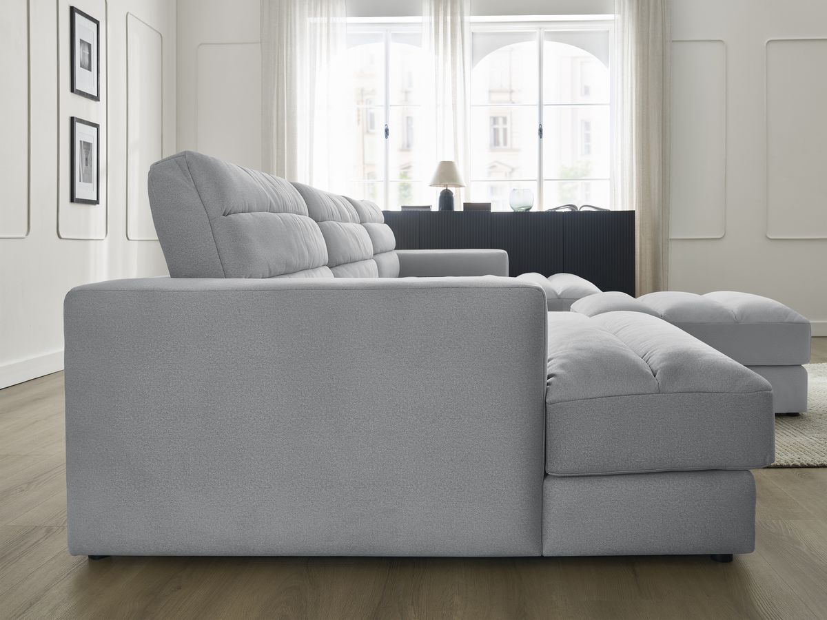 Bobochic Sierra Wohnlandschaft mit Pouf Samt Hellgrau