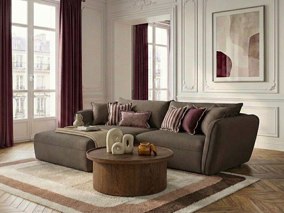 Bobochic Luigi Ecksofa Strukturstoff Taupe Ecke links