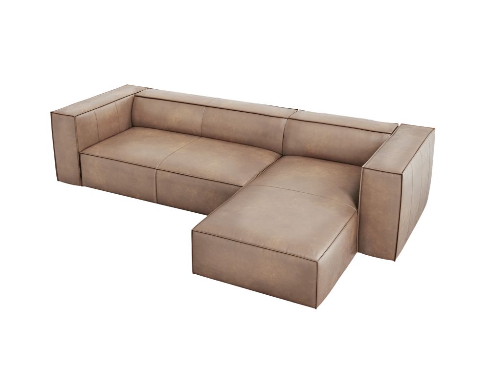 Cosmopolitan Design Ecksofa Turin 5-Sitzer Leder Granada Dunkelbeige Rechts