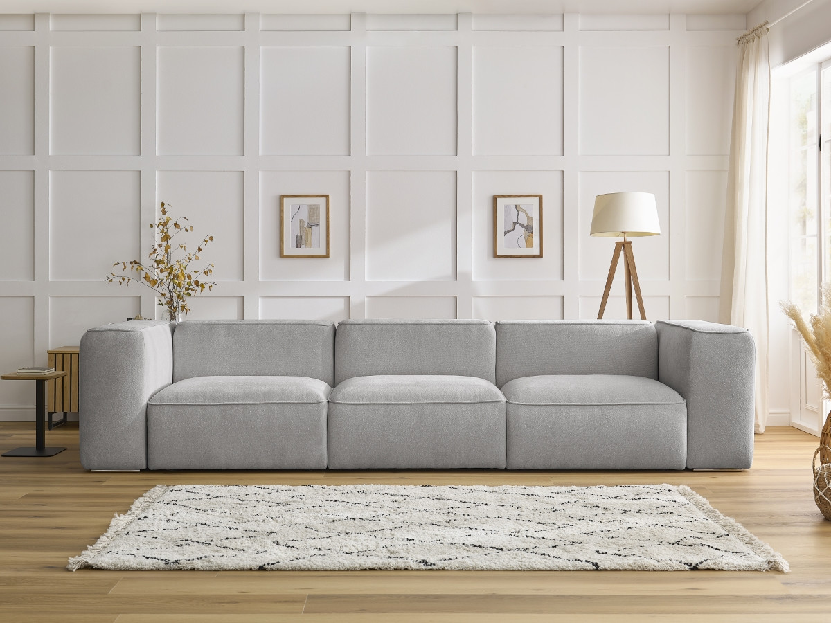 Bobochic Zephyr Sofa 3-Sitzer Strukturstoff Hellgrau