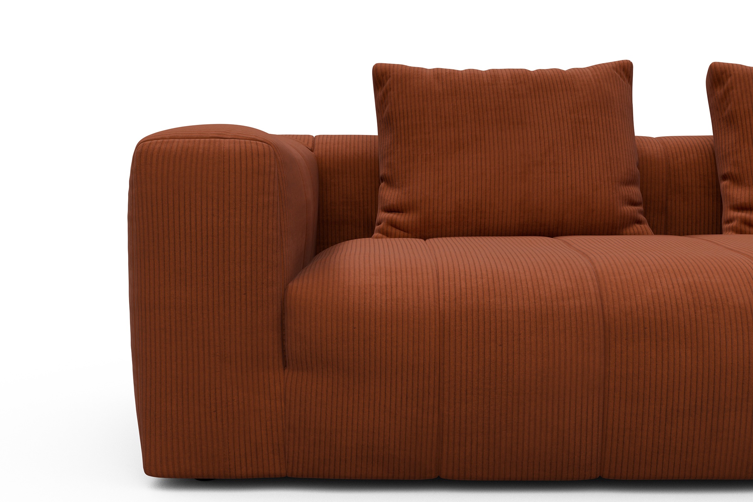 Ecksofa Hugo 2x 2,5-Sitzer Armlehne links Corduroy-Burnt-Orange