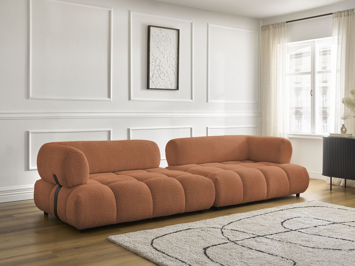Bobochic Alya Sofa 4-Sitzer Bouclé-Stoff Orange