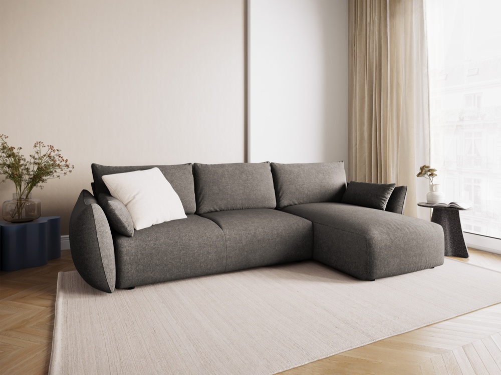 Cosmopolitan Design Ecksofa Matera 4-Sitzer mit Schlaffunktion Chenille Eden Hellgrau Rechts