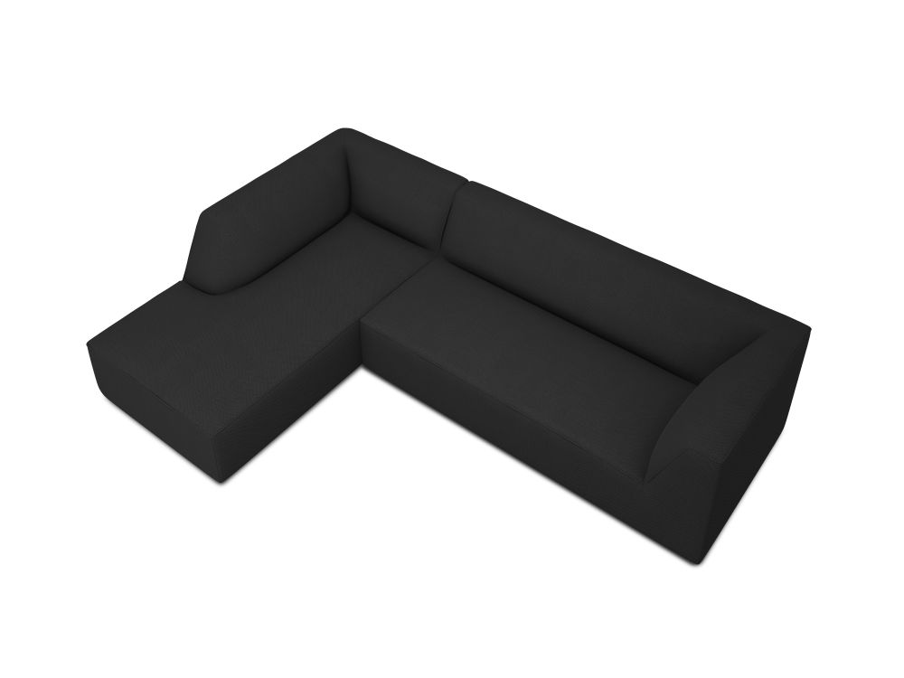 Cosmopolitan Design Ecksofa Siena 4-Sitzer Strukturierter Stoff Ottawa Schwarz Links
