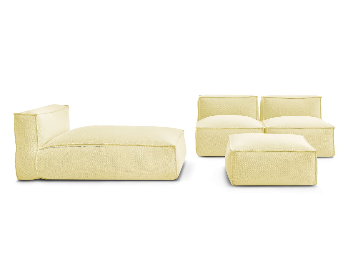 Bobochic Biarritz Gartensofa 4-Sitzer mit Pouf 252 × 168 cm Melange-Stoff Gelb