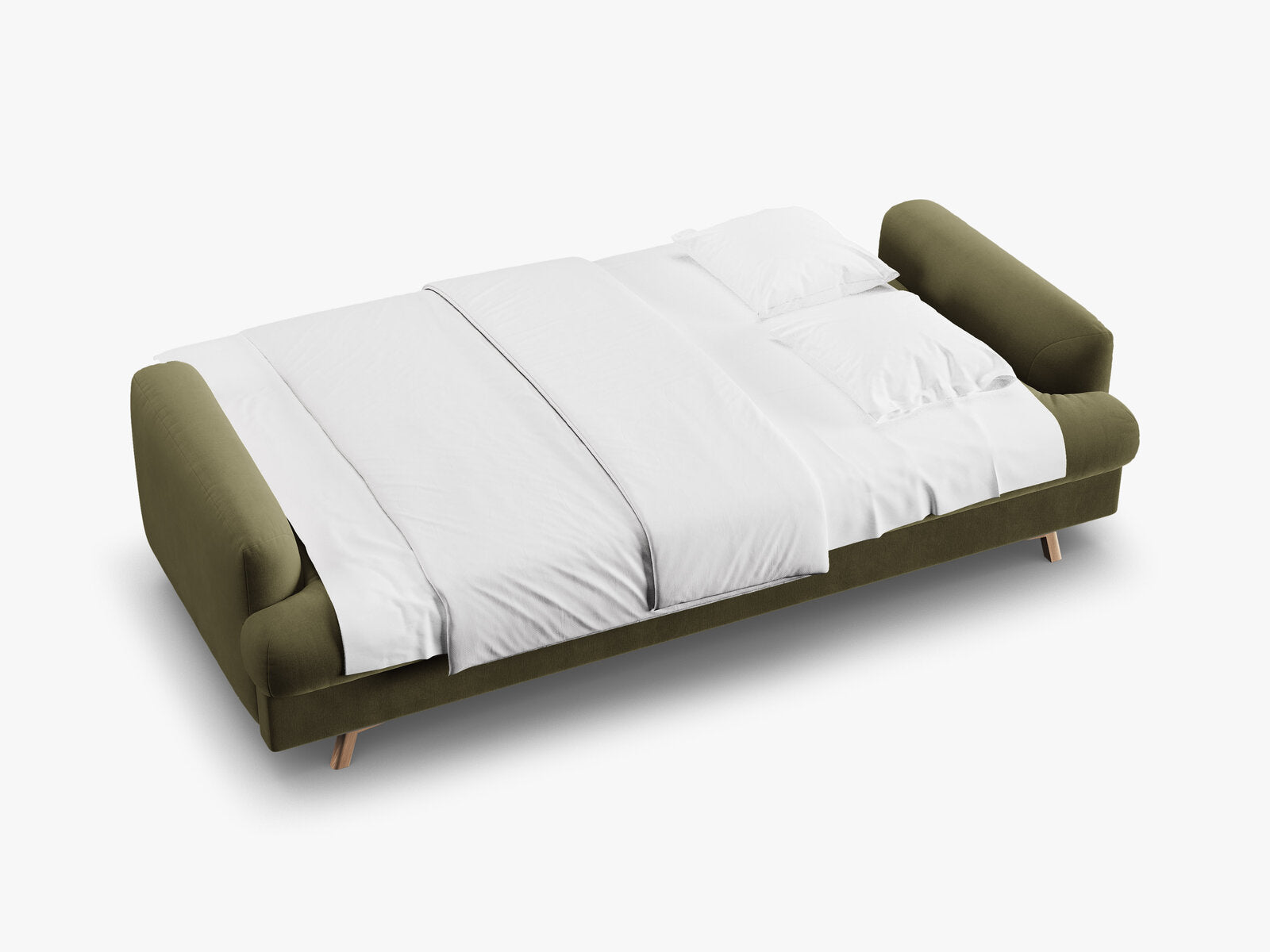 Micadoni Naomi Schlafsofa 3-Sitzer mit Bettkasten Samt Salvador Grün