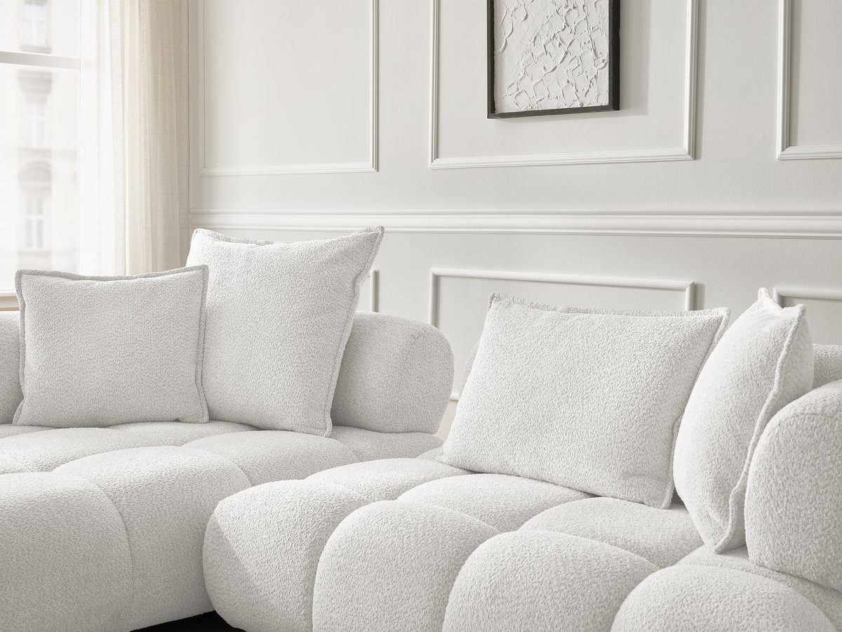 Bobochic Alya Ecksofa Bouclé-Stoff Weiß Ecke links