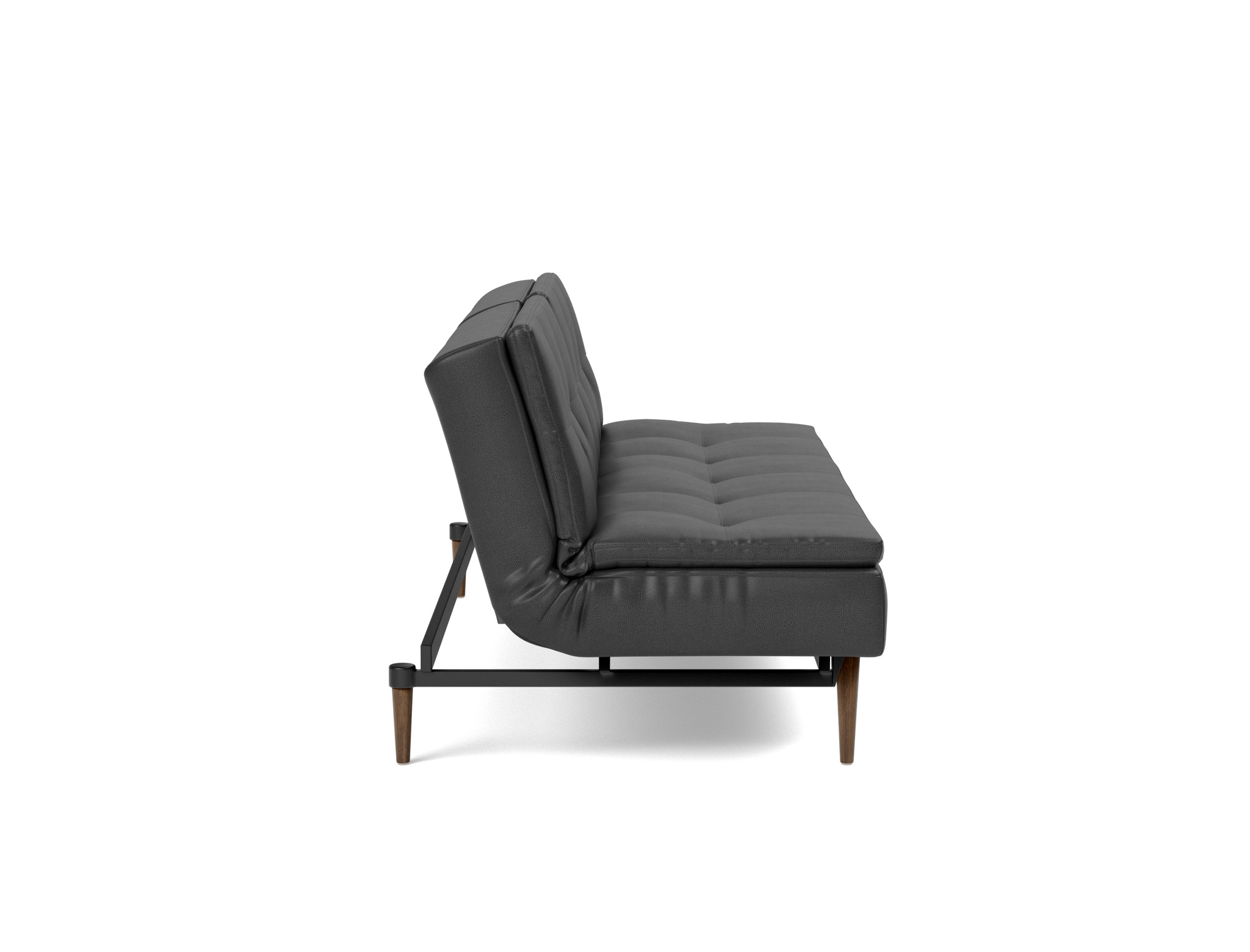 Schlafsofa Dublexo Lederoptik Faunal 550-Black Beine Styletto Eiche dunkel