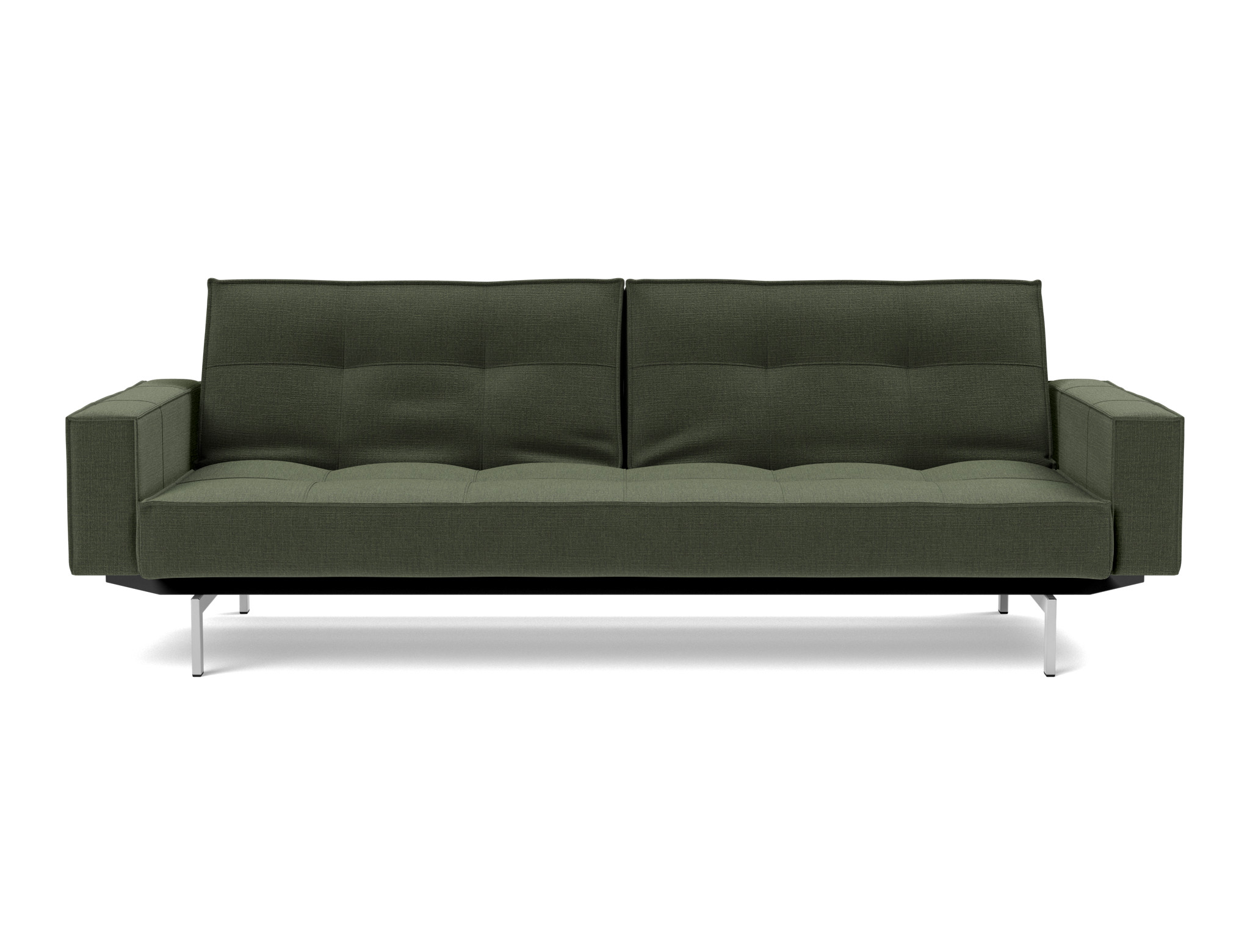 Schlafsofa Splitback mit Armlehnen Chenille Esina 413-Olive-Green Beine Chrom