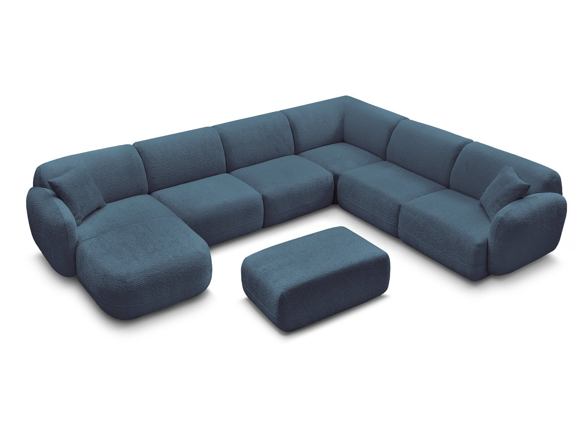 Bobochic Anda Wohnlandschaft mit Pouf 373 × 289 cm Chenille Hellblau Ecke rechts