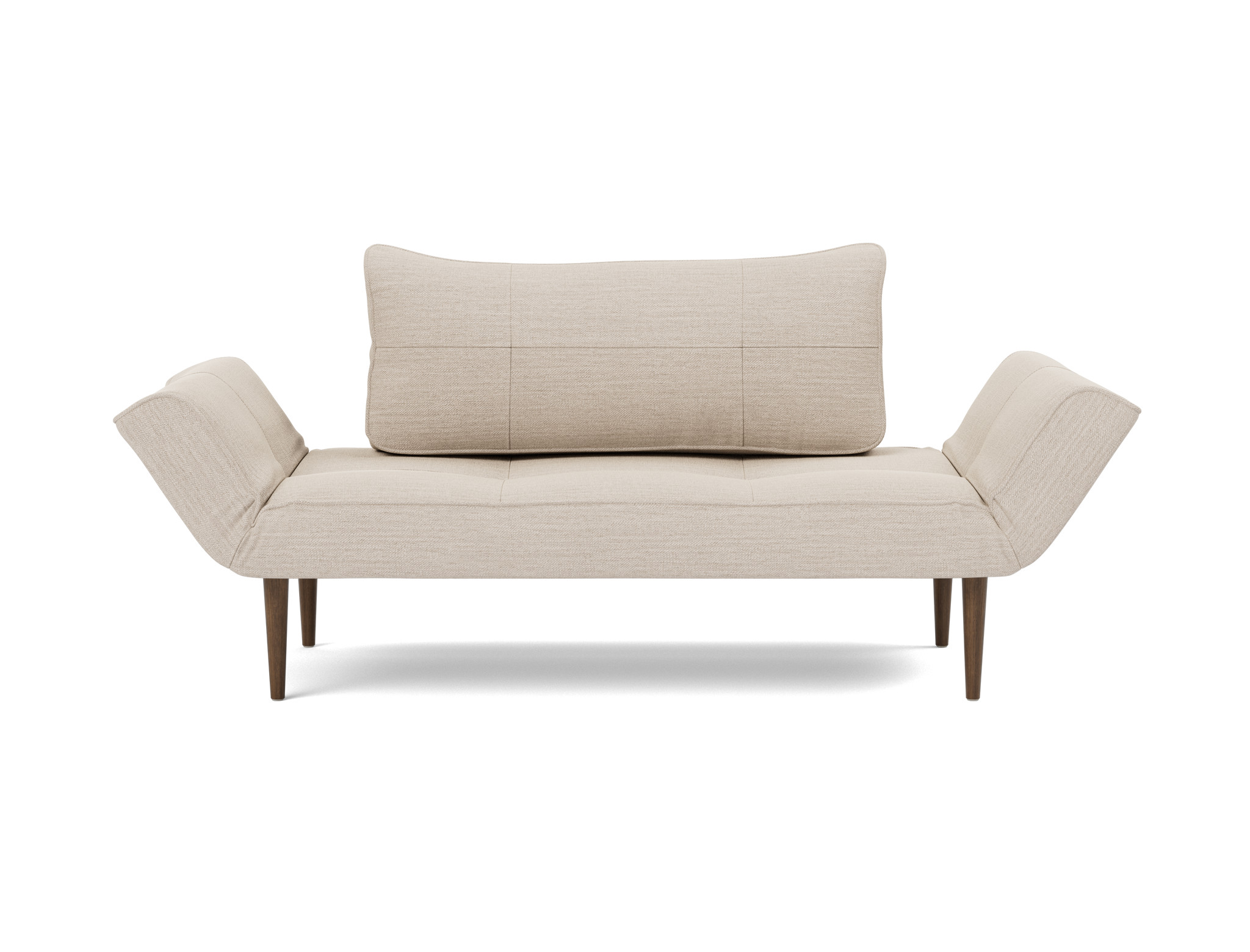 Tagesbett Zeal Webstoff Blida 612-Sand-Grey Beine Styletto Eiche dunkel