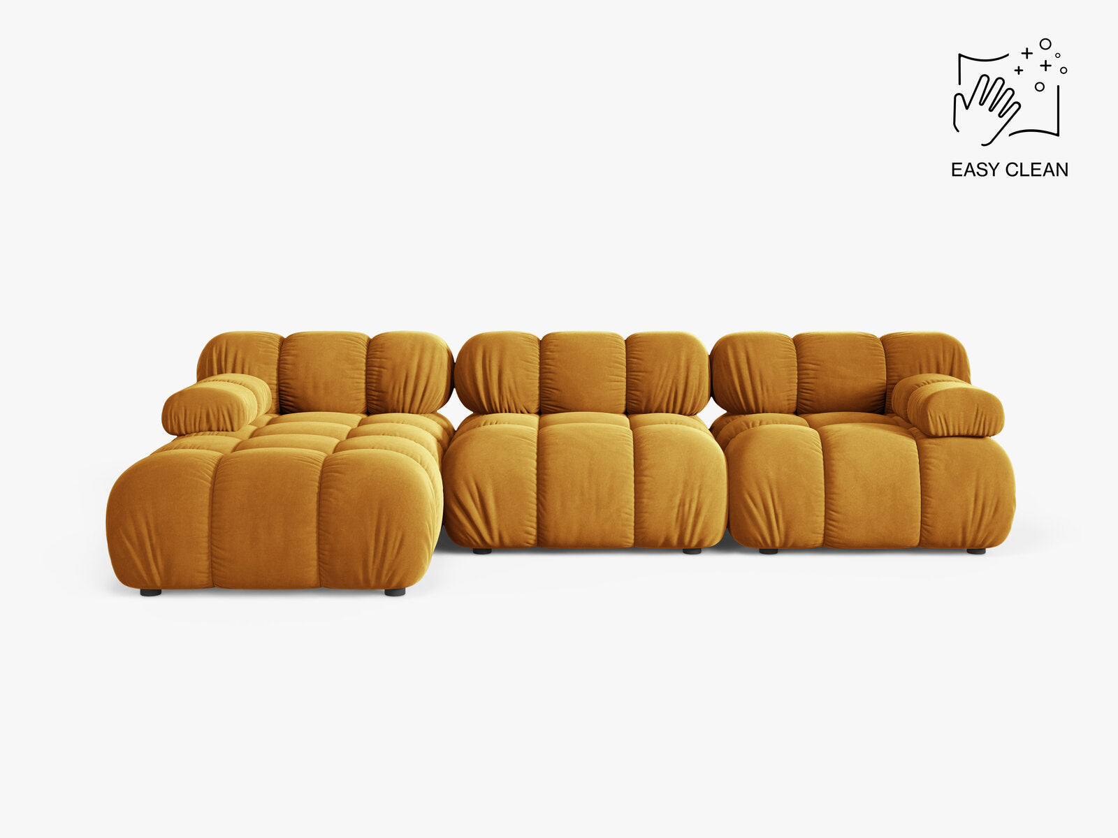 Micadoni Modulares Ecksofa Bellis 4-Sitzer Links Samt Venus Gelb