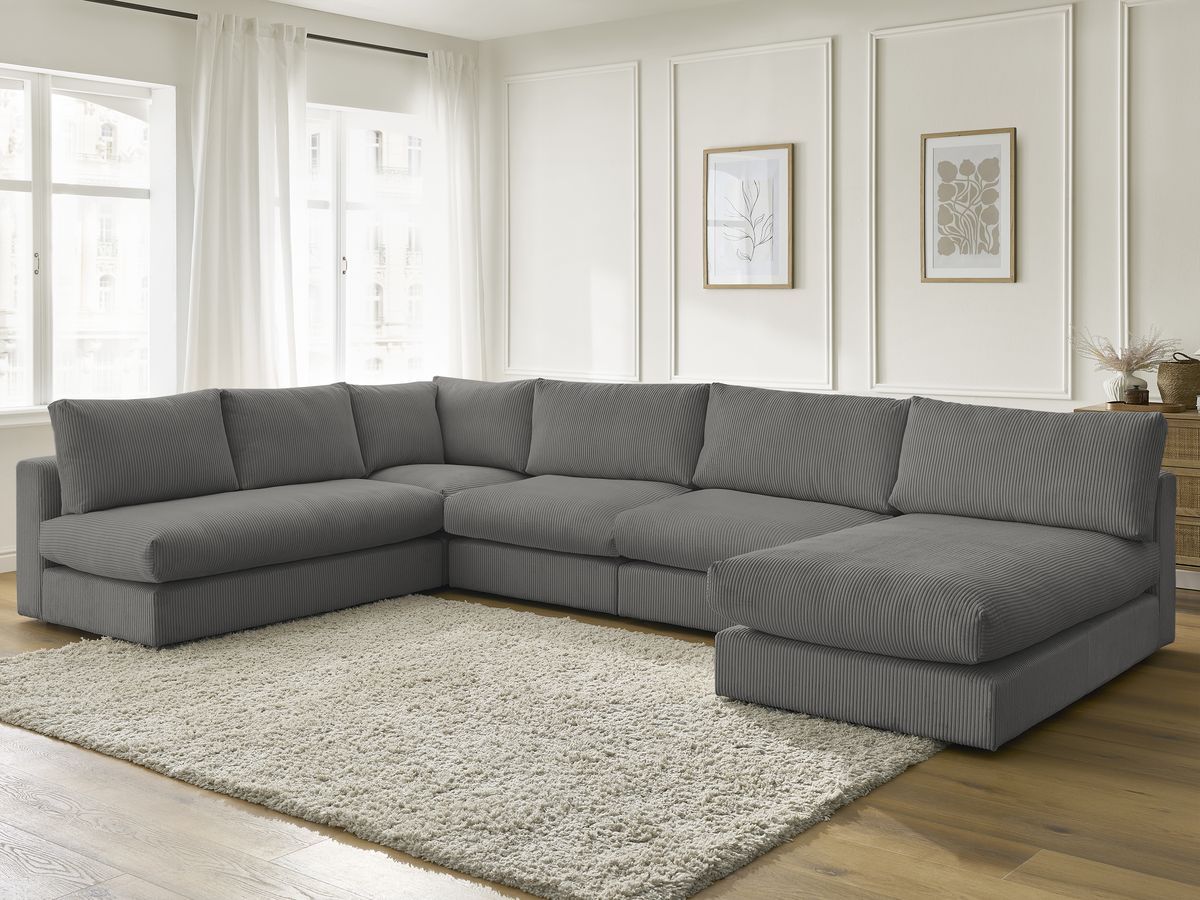 Bobochic Paris Ecksofa Cordsamt Dunkelgrau