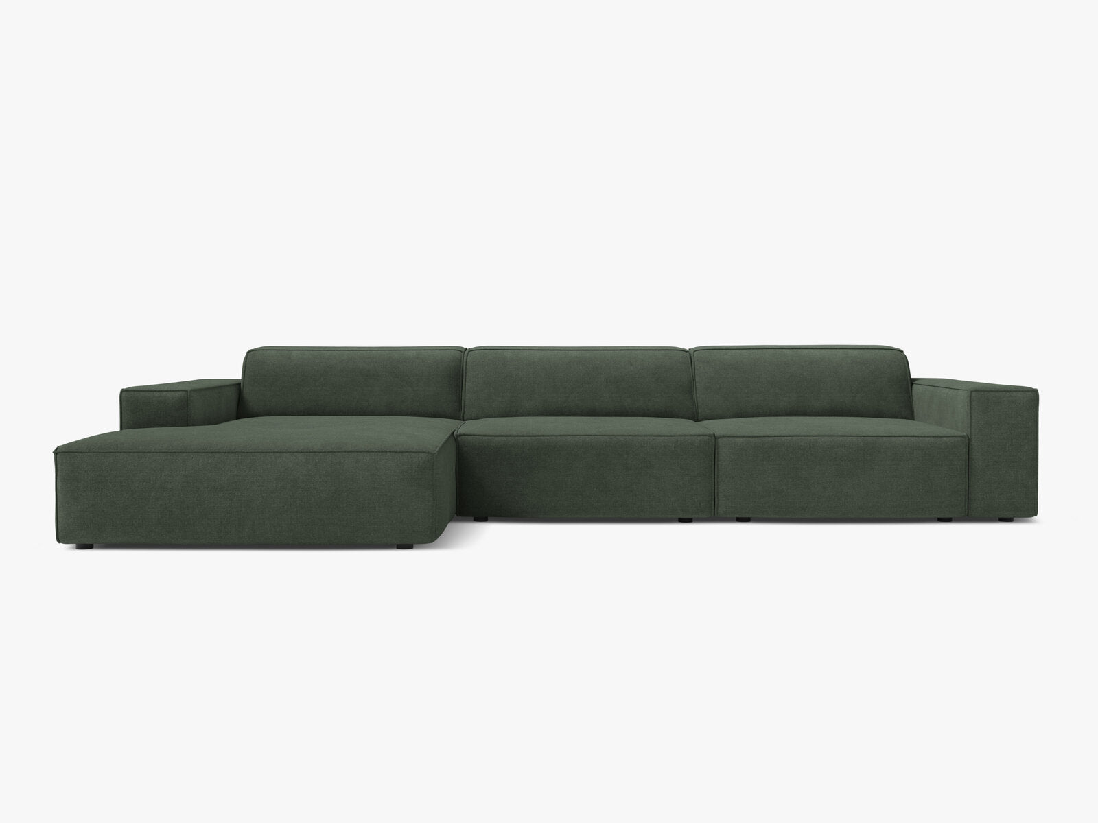 Micadoni Ecksofa Jodie 4-Sitzer Strukturierter Stoff Liberty Moosgrün Links