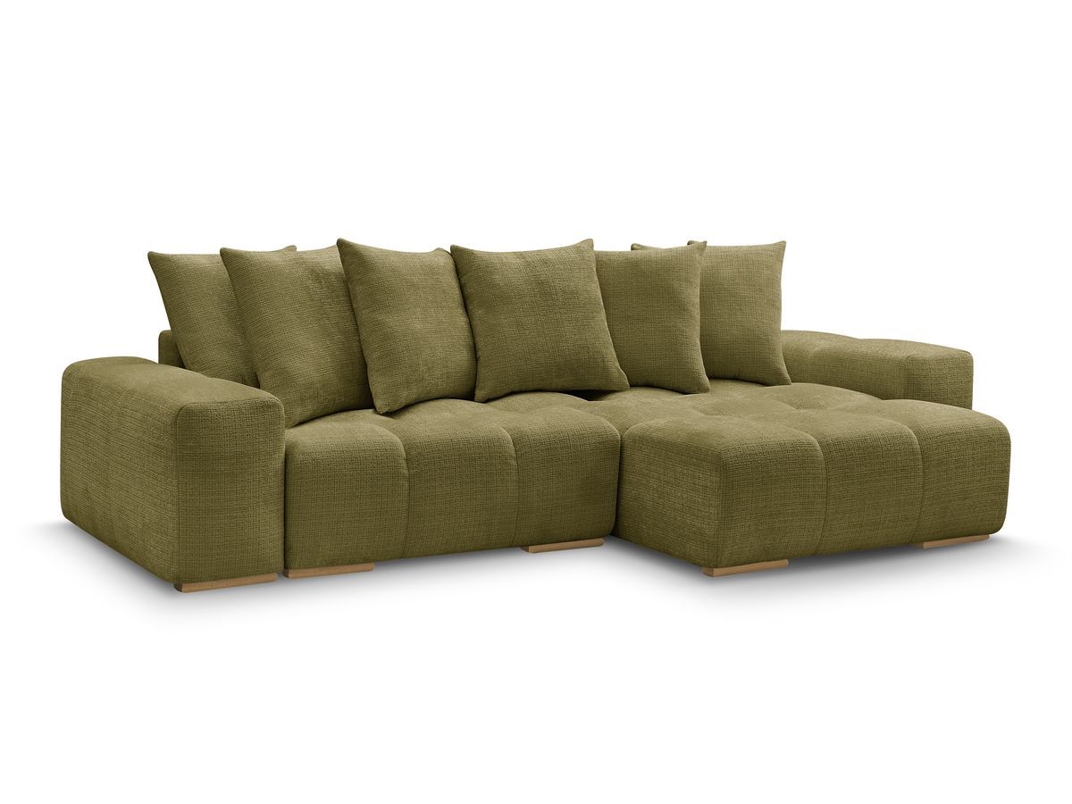 Bobochic Anakin Ecksofa, 6 Kissen Strukturstoff Grün