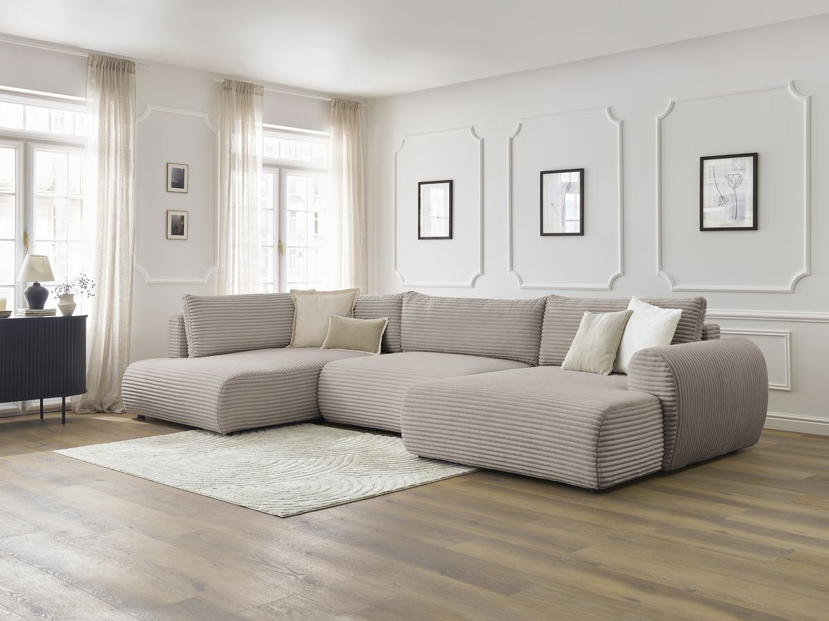 Bobochic Lucien Wohnlandschaft Breitcord weich Taupe Ecke rechts