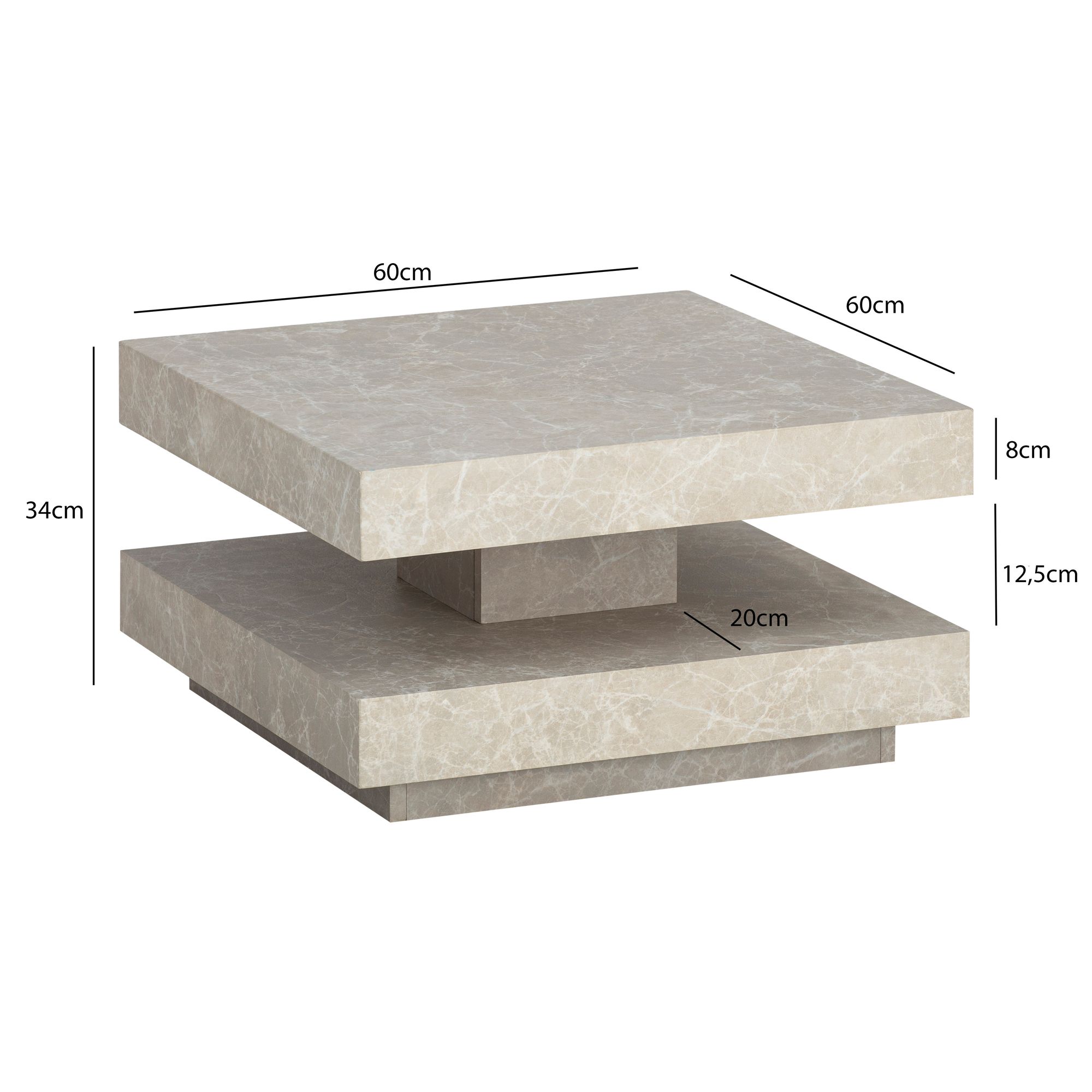 Couchtisch Fluberg Beige 60 × 60 × 34 cm