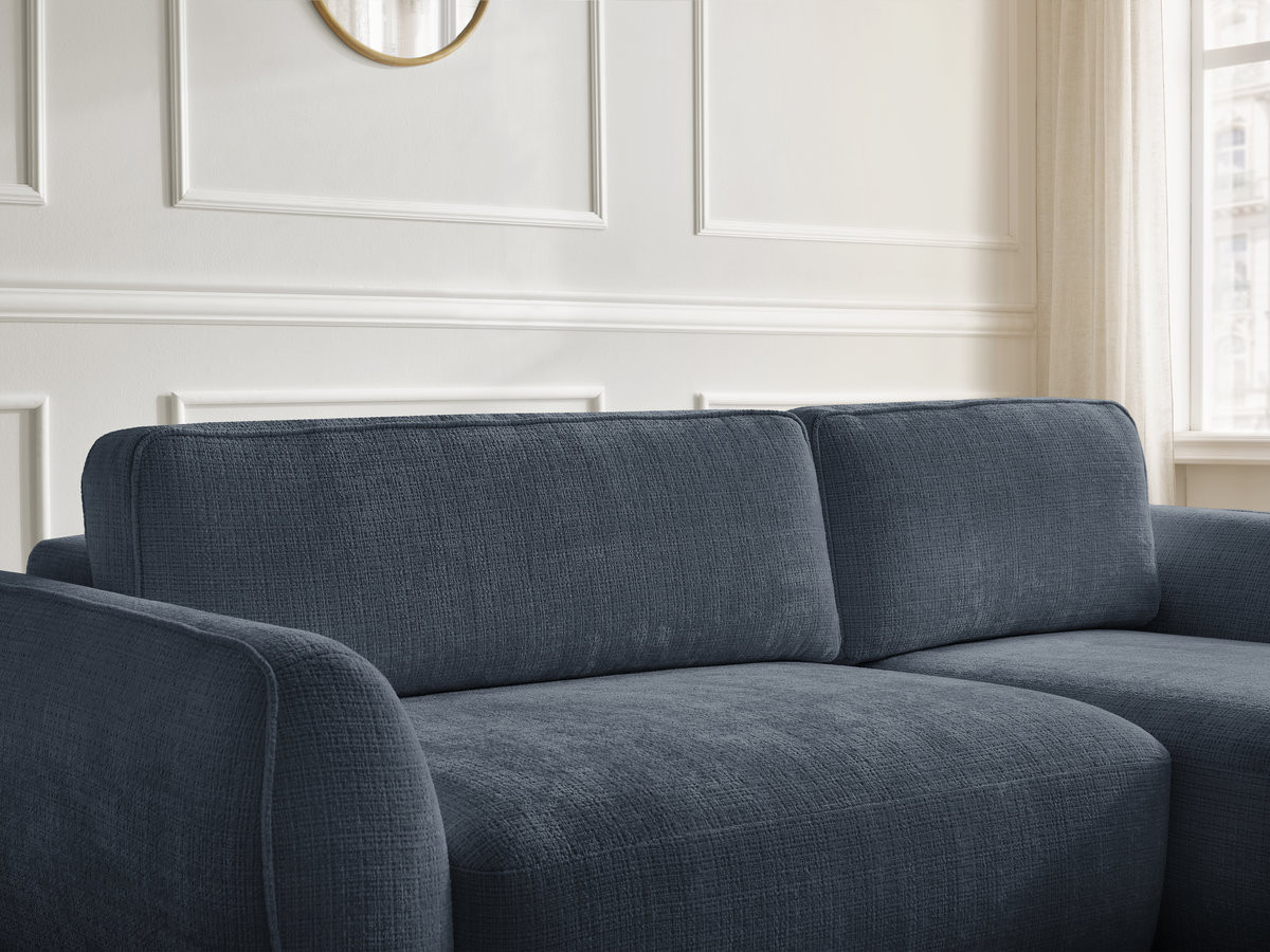 Bobochic Denise Ecksofa mit Schlaffunktion und Bettkasten 258 × 160 cm Strukturstoff Dunkelblau Ecke rechts