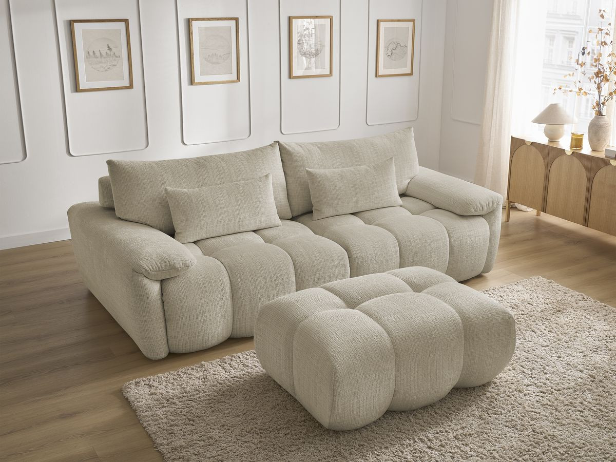 Bobochic Ivane Sofa 4-Sitzer Strukturstoff Beige
