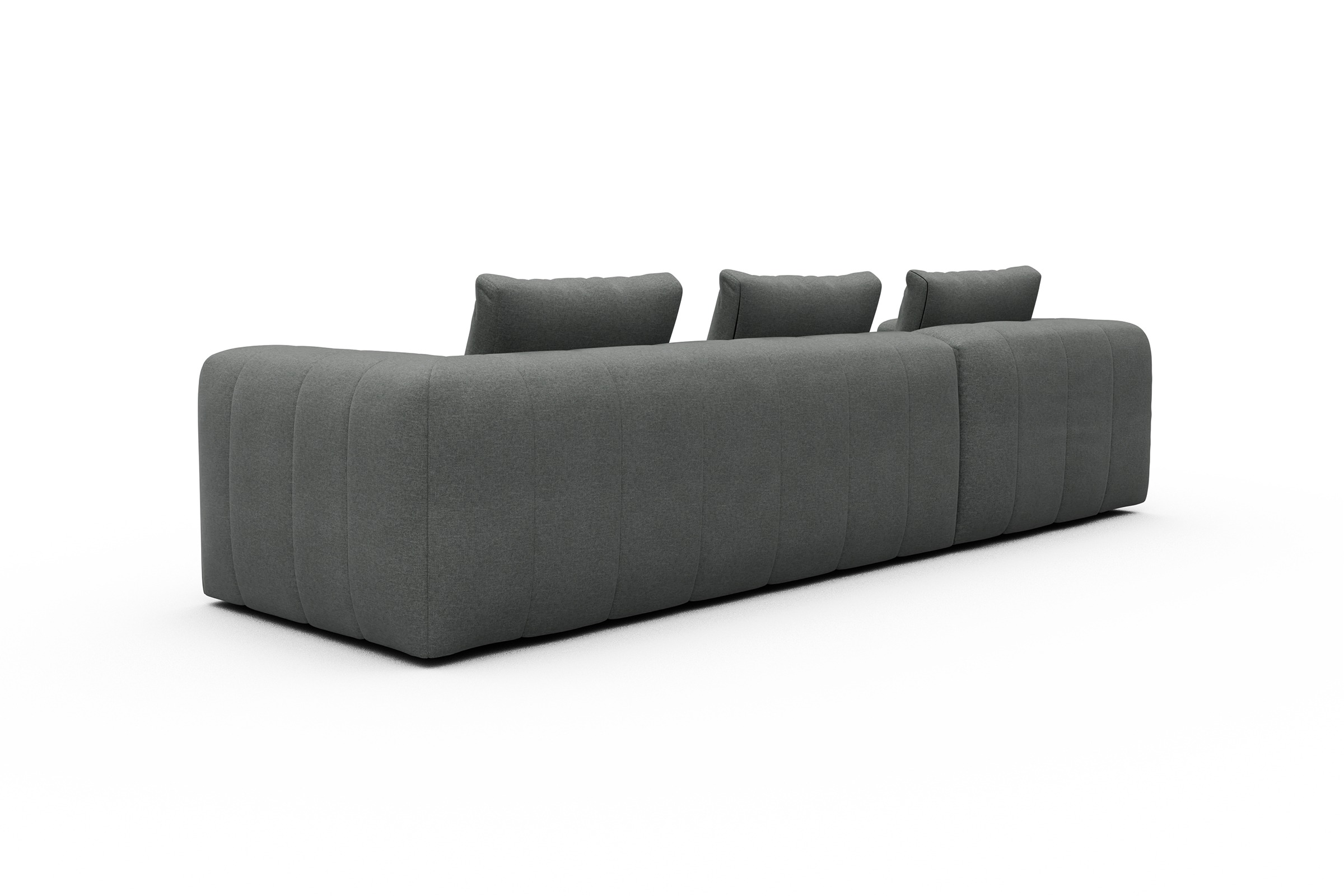 Ecksofa Hugo 2,5-Sitzer Armlehne rechts mit Chaiselongue Satya-Steel