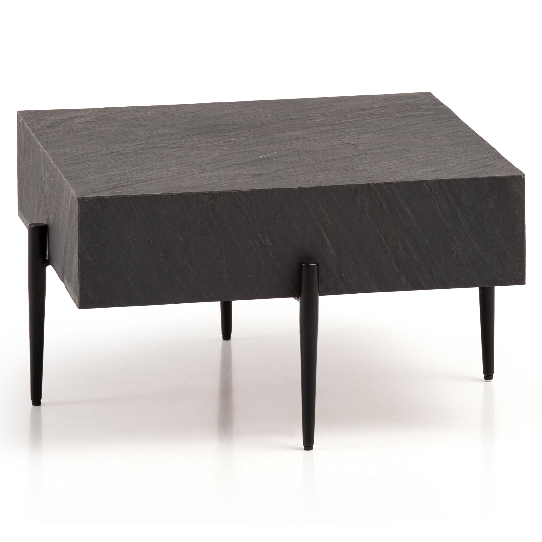 Couchtisch Buvika Mango Massivholz Grau 64 × 64 × 35 cm