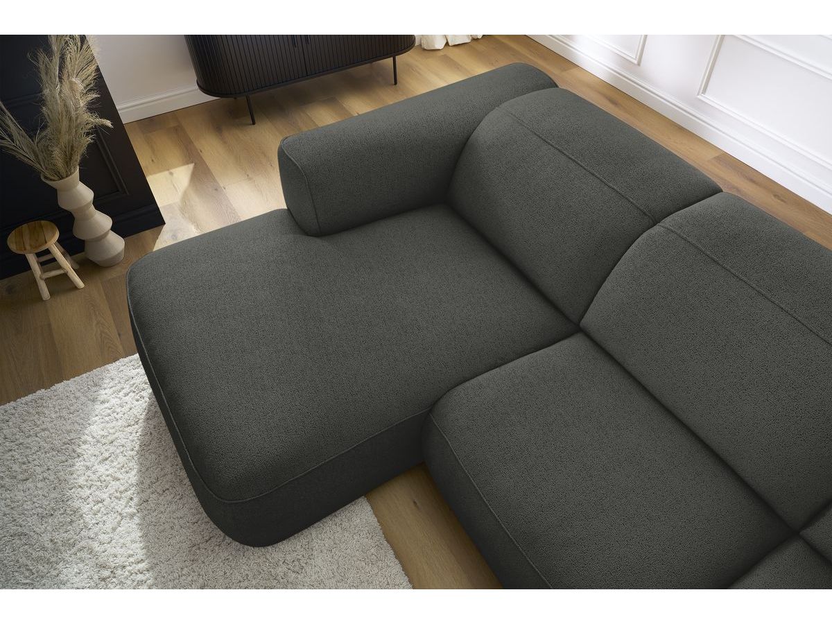 Bobochic William Ecksofa Melange-Stoff Dunkelgrau Ecke links