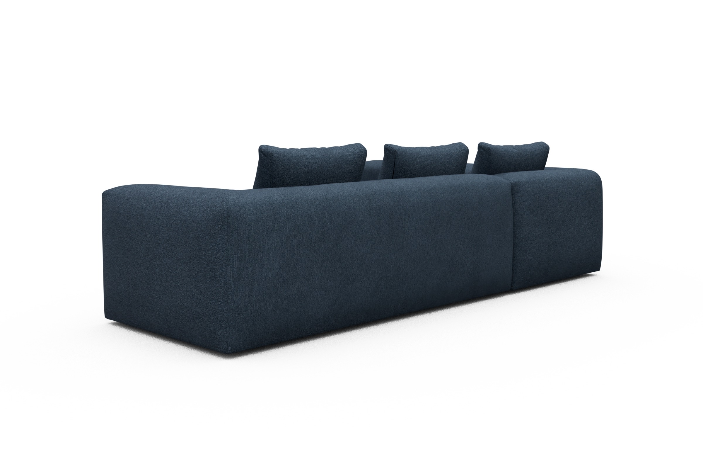 Ecksofa Fred 2x 2,5-Sitzer links offen Boucle-Blue