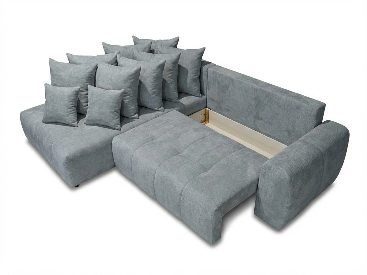 Bobochic Roxelane Ecksofa mit Schlaffunktion und Bettkasten Melange-Stoff Hellgrau Ecke links