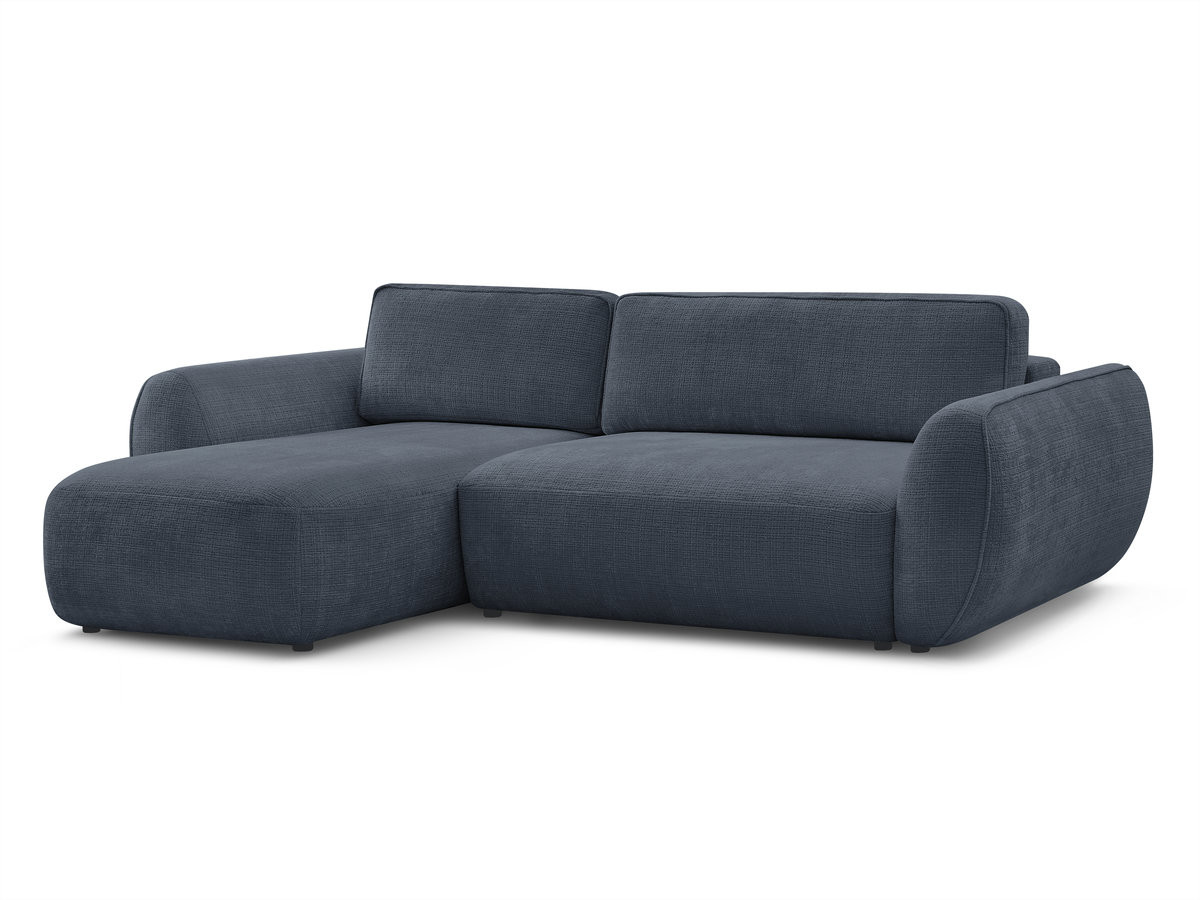 Bobochic Denise Ecksofa mit Schlaffunktion und Bettkasten 258 × 160 cm Strukturstoff Dunkelblau Ecke links