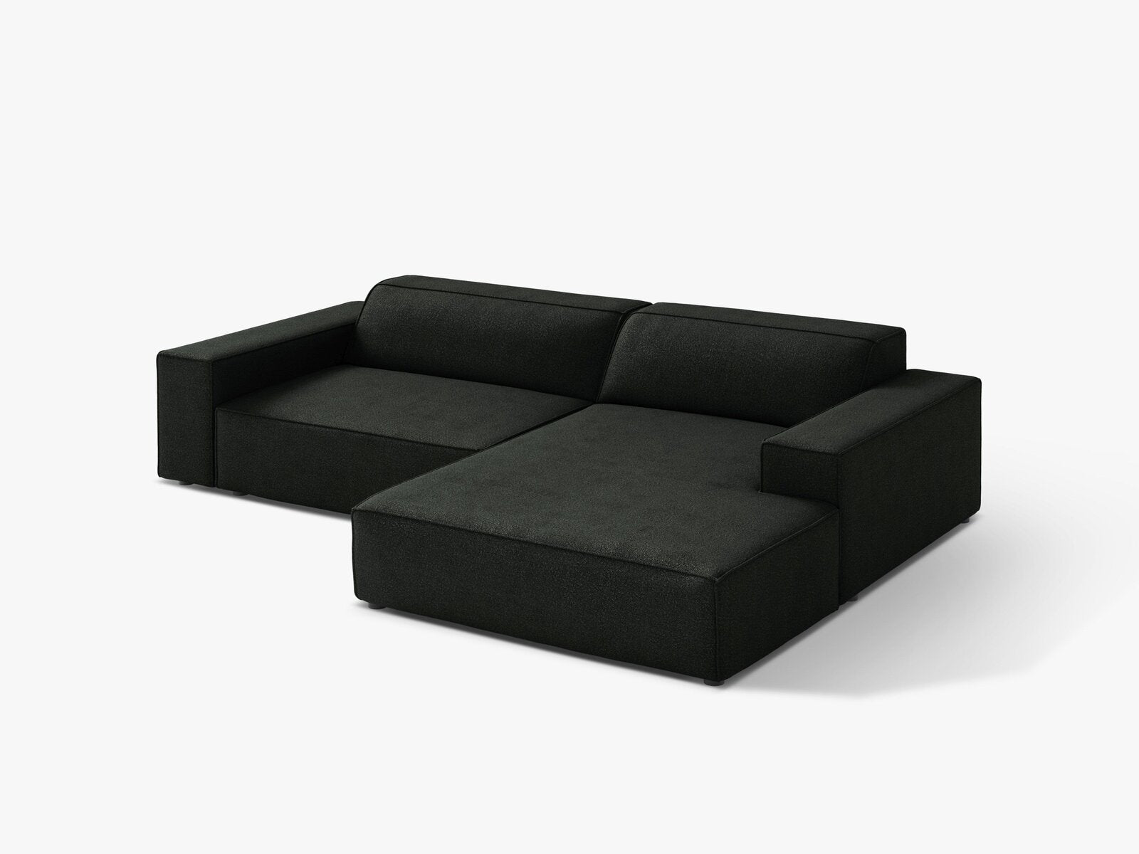 Micadoni Ecksofa Jodie 3-Sitzer Rechts Boucle Baloo Schwarz