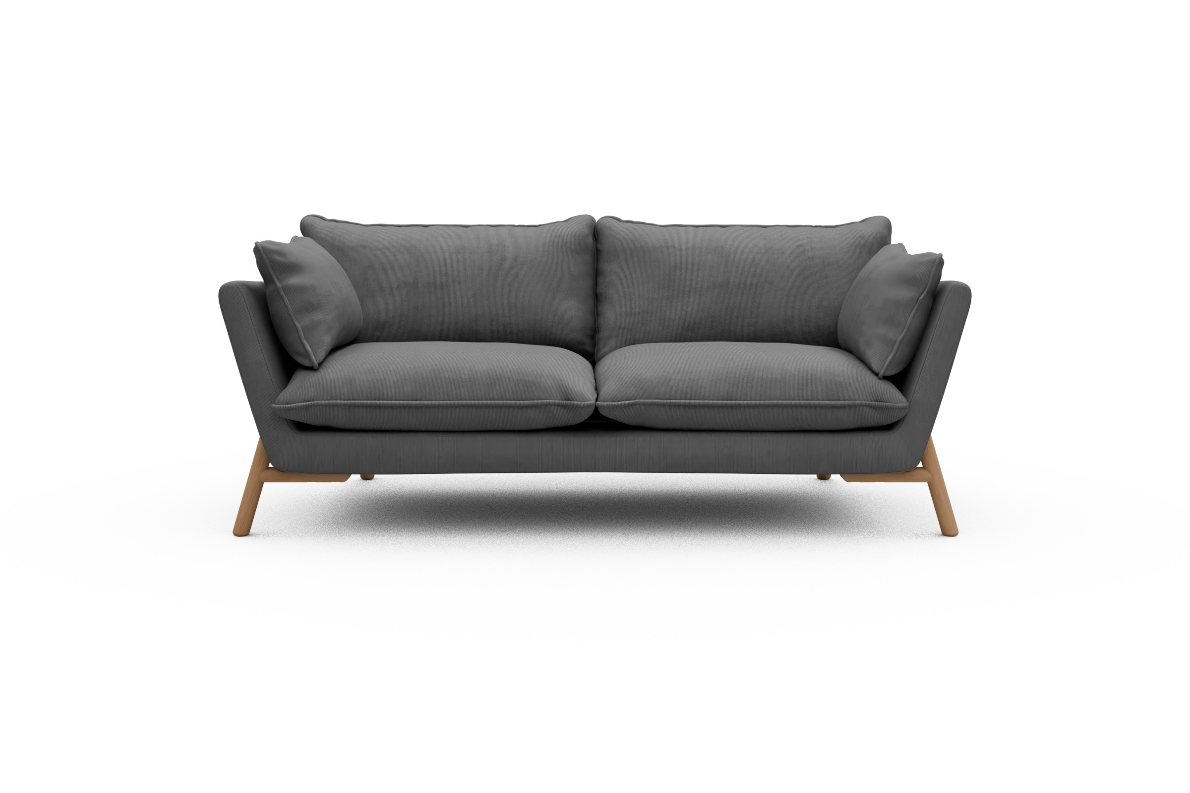 Skandi Home Sofa Emil PREMIUM 2-Sitzer Beinfarbe Eiche Natur Cordufine-Grey moebelfaktor