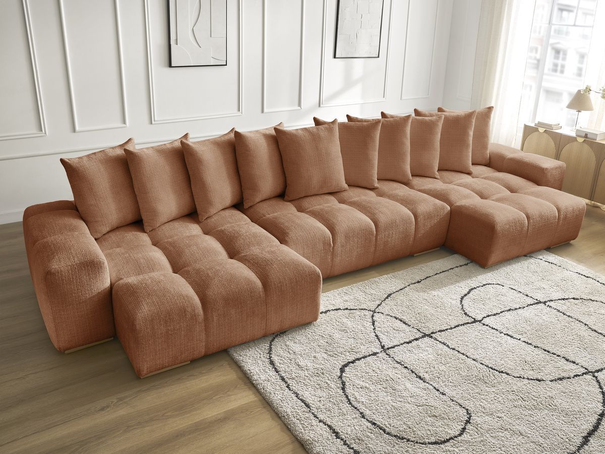 Bobochic Anakin Wohnlandschaft, 10 Kissen Strukturstoff Orange