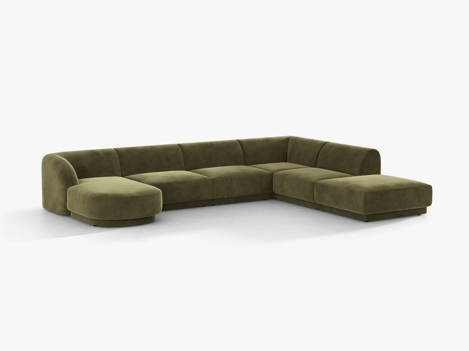 Micadoni Panorama-Ecksofa Miley 6-Sitzer Rechts Samt Bluvel Grün