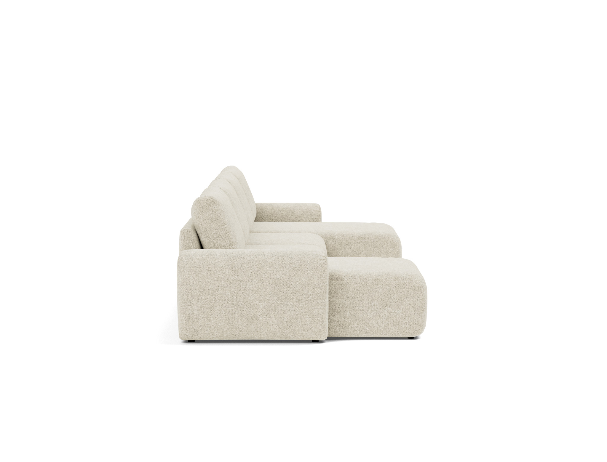 Schlafsofa Norum U-Form mit Curve-Armlehnen Strukturierter Stoff Taura 357-Off-White