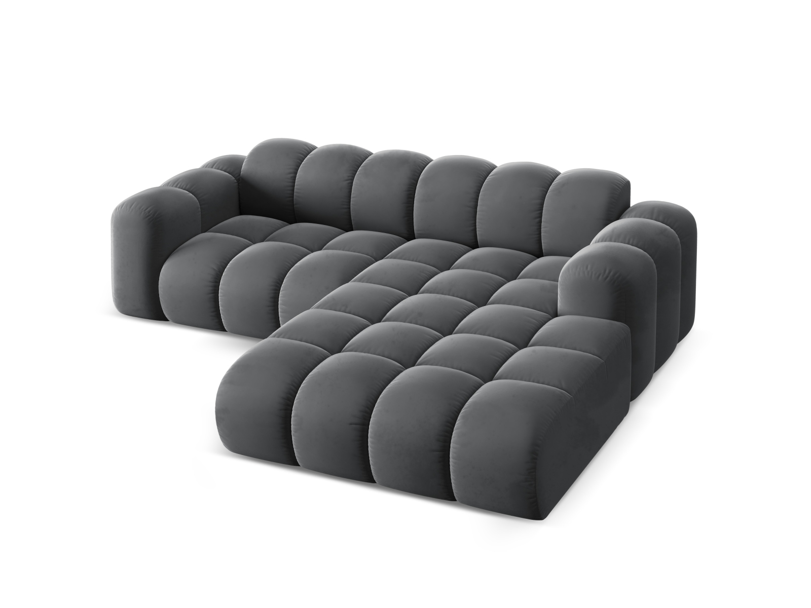 Cosmopolitan Design Ecksofa Treno 3-Sitzer Samt Bluvel Grau Rechts