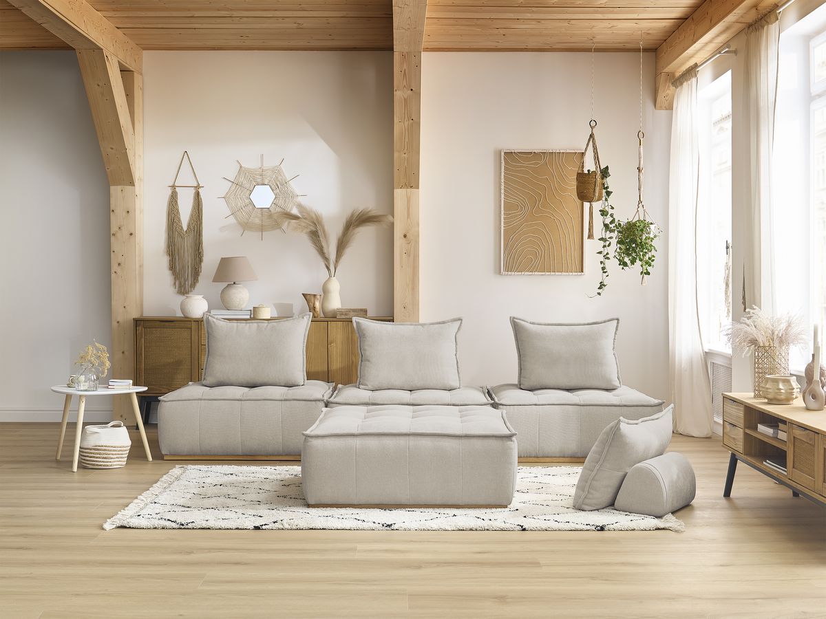 Bobochic Elisa Sofa 4-Sitzer Strukturstoff Beige