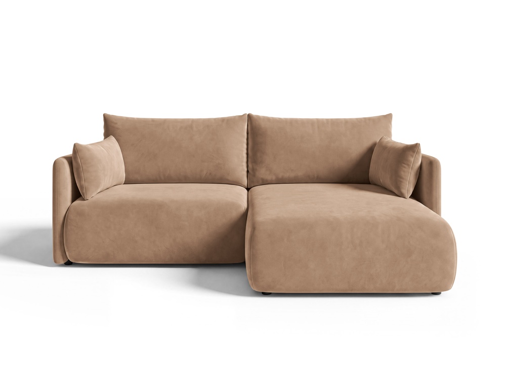 Cosmopolitan Design Ecksofa Monaco 3-Sitzer mit Schlaffunktion Samt Bluvel Beige Rechts